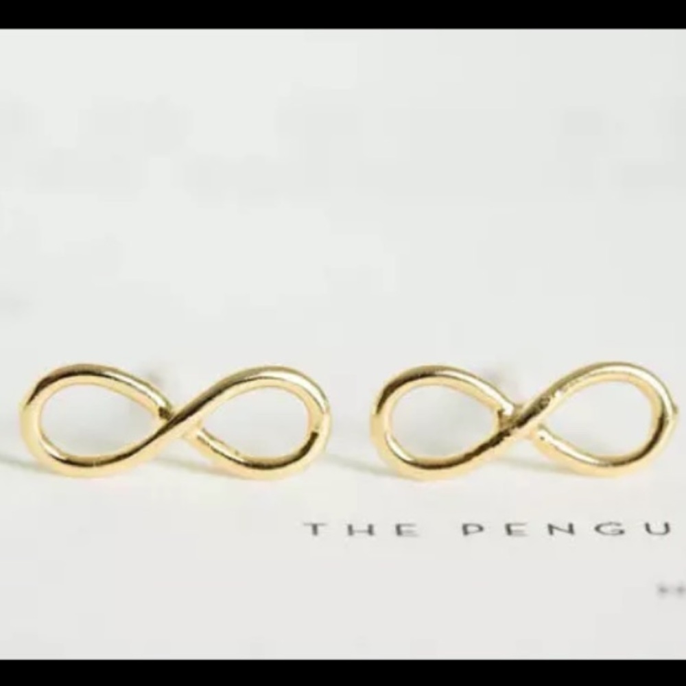 ⚜️[𝟯/$𝟭𝟴]⚜️Infinity Gold Simple Earrings NEW - Picture 3 of 8